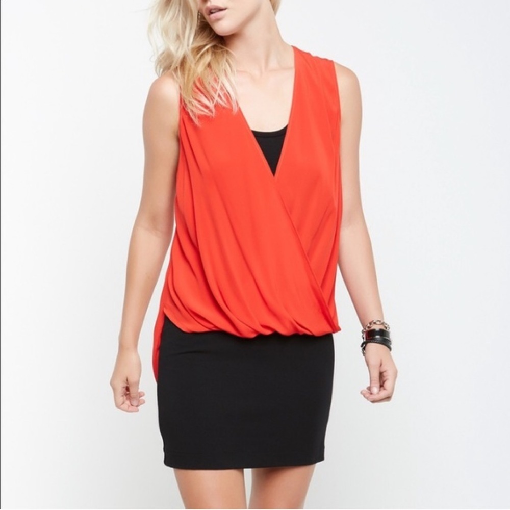 NWT Fifteen Twenty drape front dress red black mini‎ XS